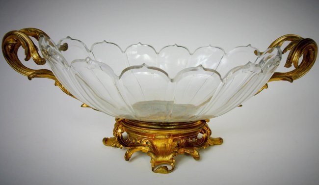 A LARGE 19TH CENTURY DORE BRONZE AND BACCARAT GLASS BOW (1 of 1)