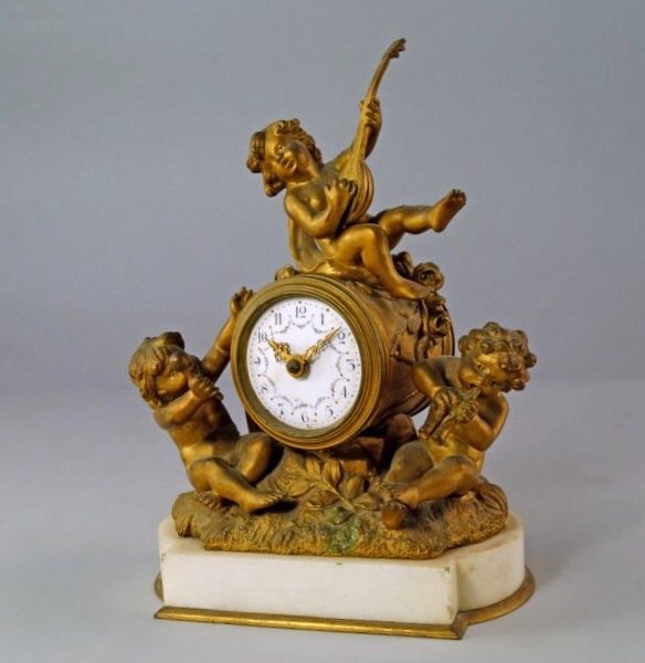 19TH CENTURY GILT BRONZE AND MARBLE FIGURAL CLOCK (1 of 1)