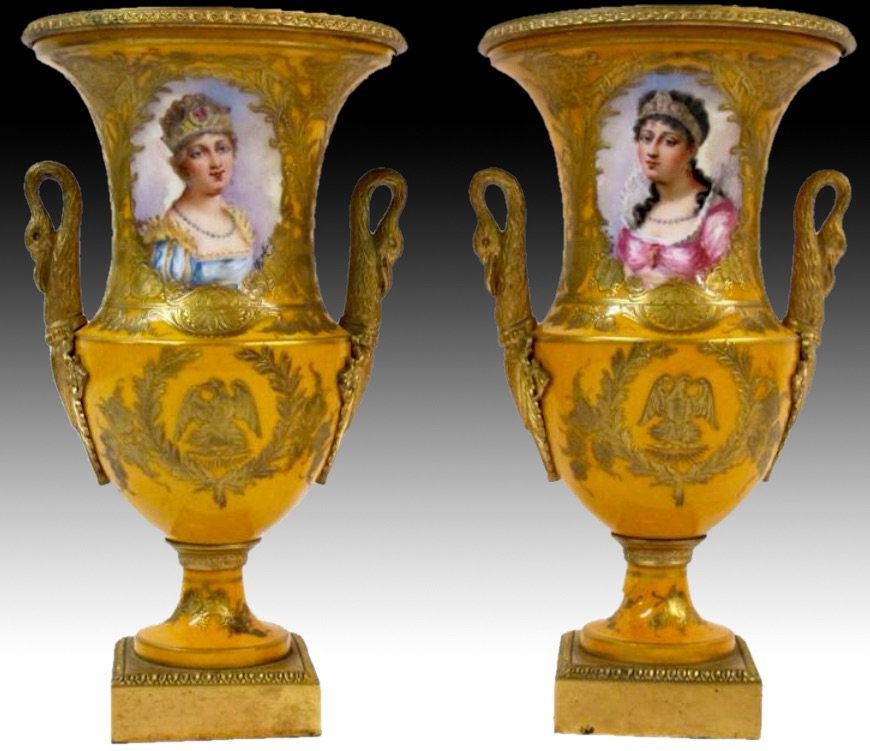 A PAIR OF 19TH CENTURY SEVRES STYLE VASES (1 of 1)