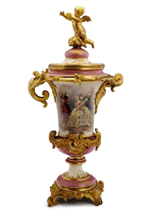 A LARGE ORMOLU MOUNTED SEVRES VASE (1 of 1)