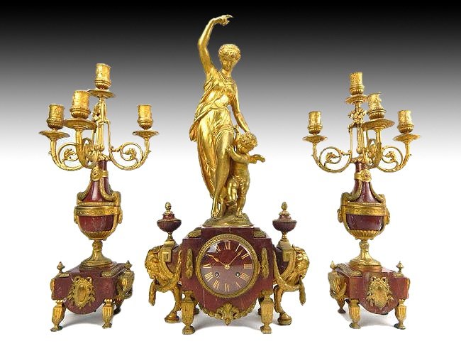 A19TH CENTURY FRENCH GILT CLOCK SET (1 of 1)