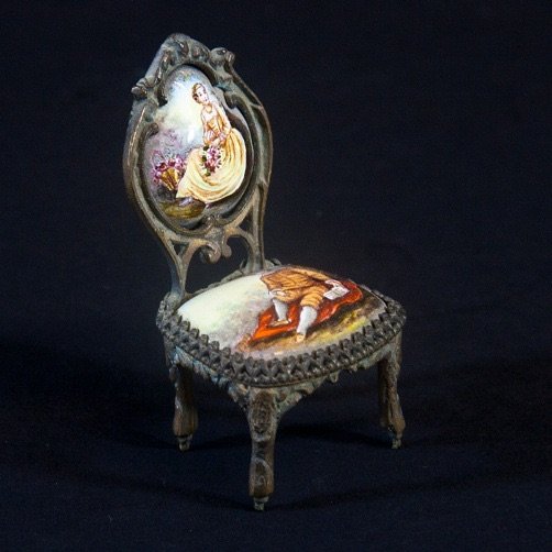 AUSTRIAN ENAMEL MINIATURE CHAIR (1 of 3)