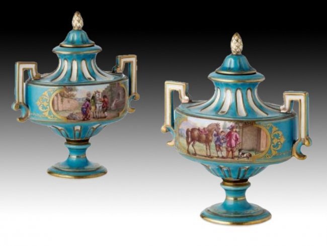 A PAIR OF 19TH CENTURY SEVRES PORCELAIN VASES (1 of 1)