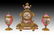 19TH CENTURY JEWELED SEVRES AND DORE BRONZE CLOCK SET