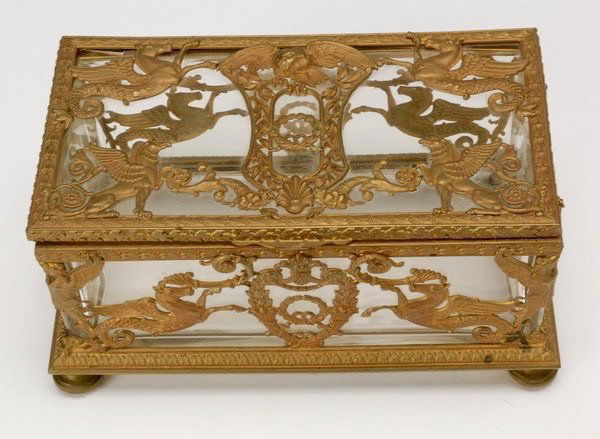 EMPIRE STYLE ORMOLU MOUNTED GLASS BOX (1 of 1)