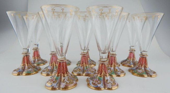 12 ENAMELLED 19TH CENTURY MOSER GLASSES (1 of 4)