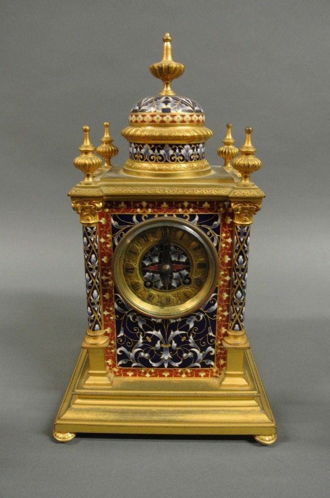 19TH CENTURY FRENCH CHAMPLEVE ENAMEL CLOCK (1 of 1)
