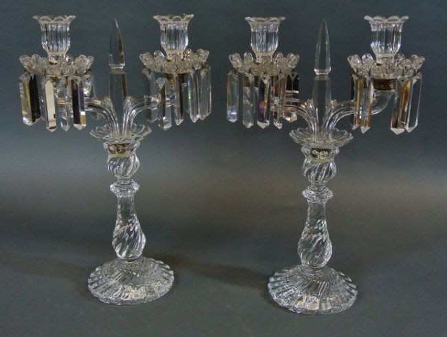 A PAIR OF BACCARAT CANDELABRA (1 of 2)