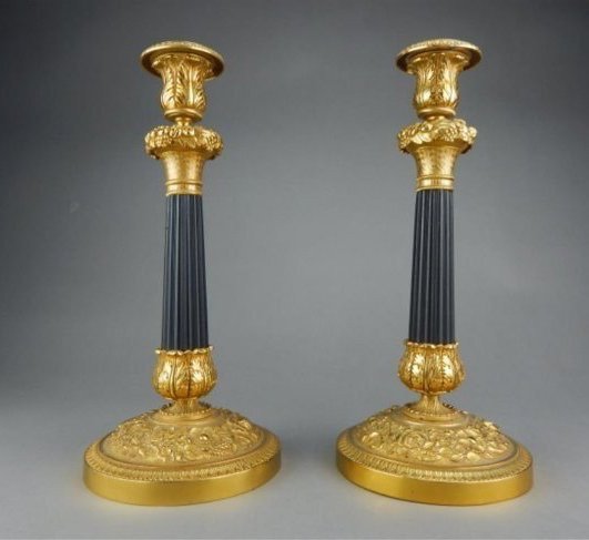 A PAIR OF NAPOLEON III BRONZE CANDLE STICKS (1 of 1)