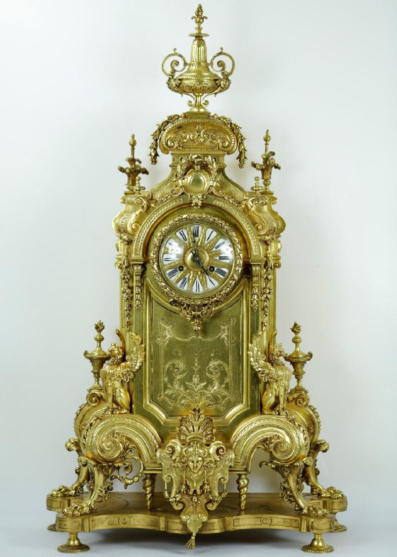3-pieces Monumental clock with a pair of candelabra (1 of 10)