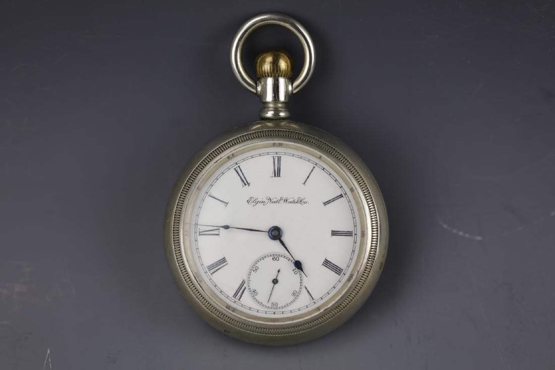 Vintage Elgin National silver pocket watch white dial (1 of 5)