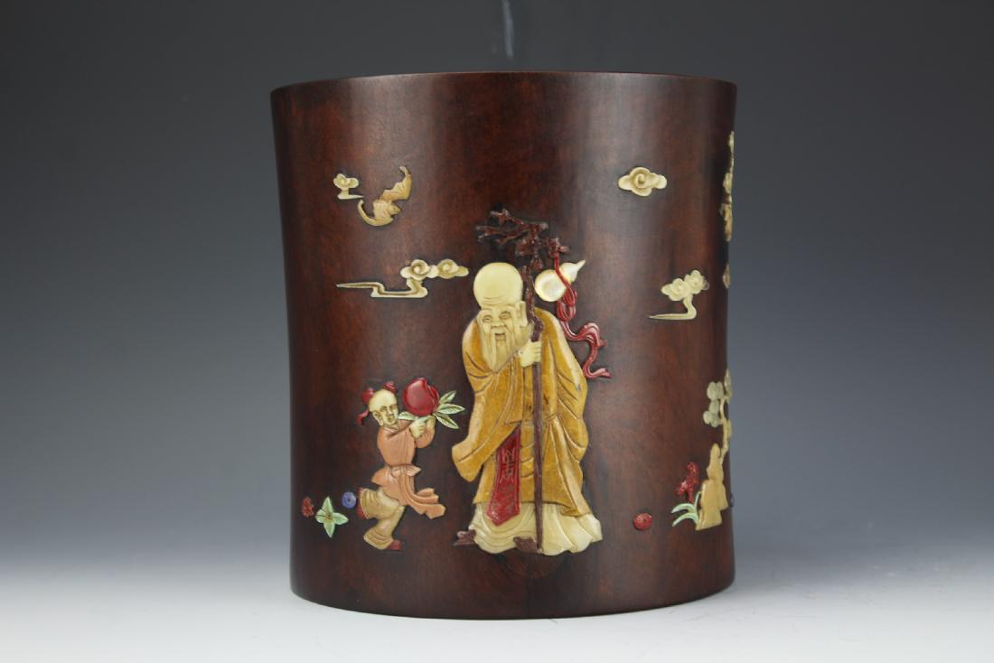 A Chinese Hard Wood Pen Holder (1 of 9)