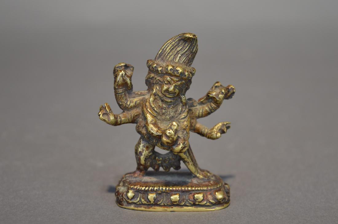 A Gilt Bronze Black Six-Armed Mahakala Guardian Statues (1 of 6)