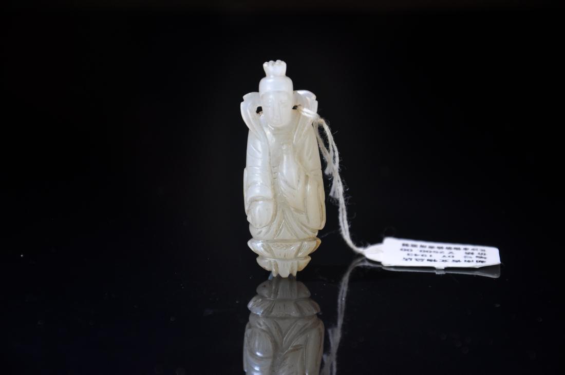 Carved Hetian White Jade Pendant of Bodhisattva (1 of 5)