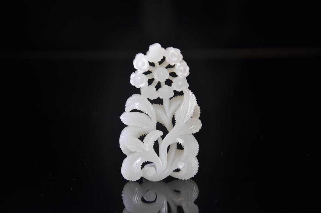 Carved Hetian White Jade Pendant of Flower (1 of 4)