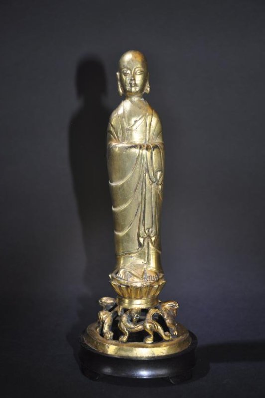 Gilt Bronze Figure of a Lohan Qing Dynasty (1 of 5)