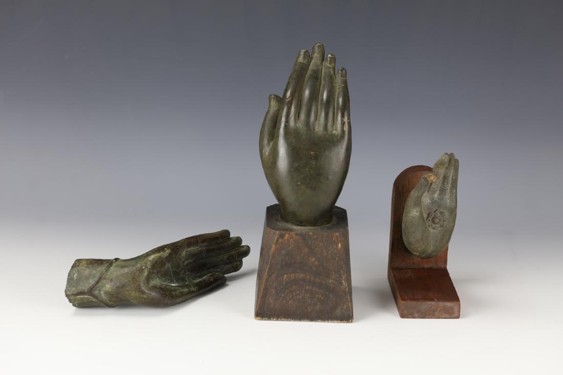 Three Antique Bronze Buddha Hands (1 of 8)