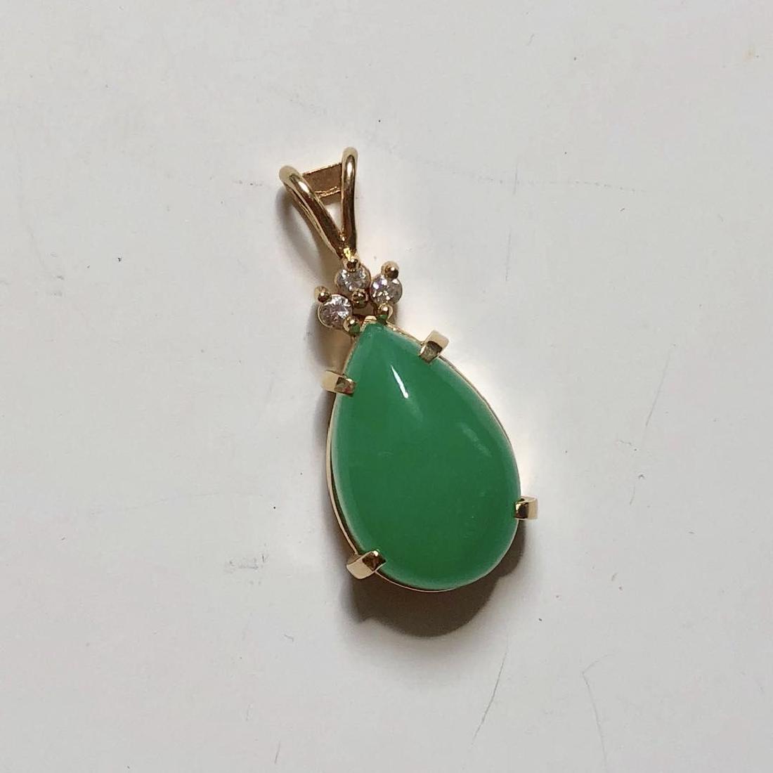 14K Gold Diamond Jadeite Pendant (1 of 4)