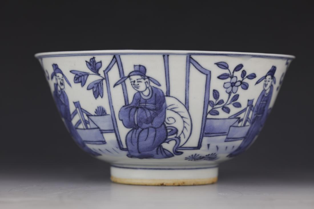Blue and white Figural bowl with Jiajing mark (1 of 7)