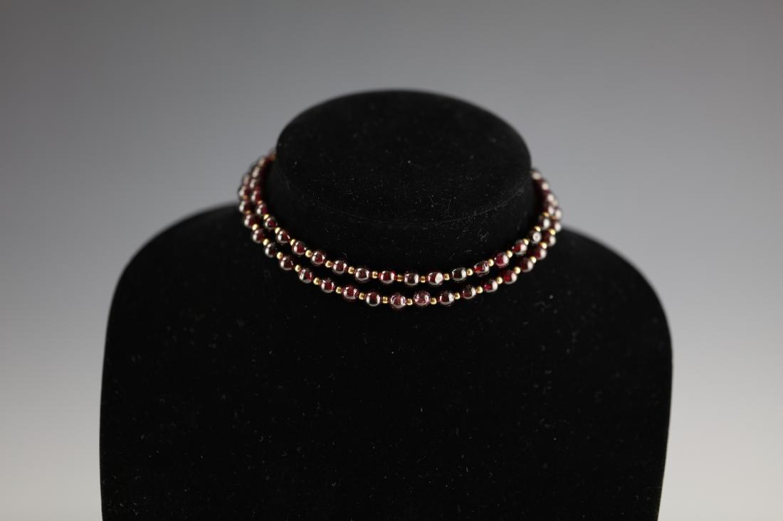 14 K Gold Ruby  Beads Necklace (1 of 4)