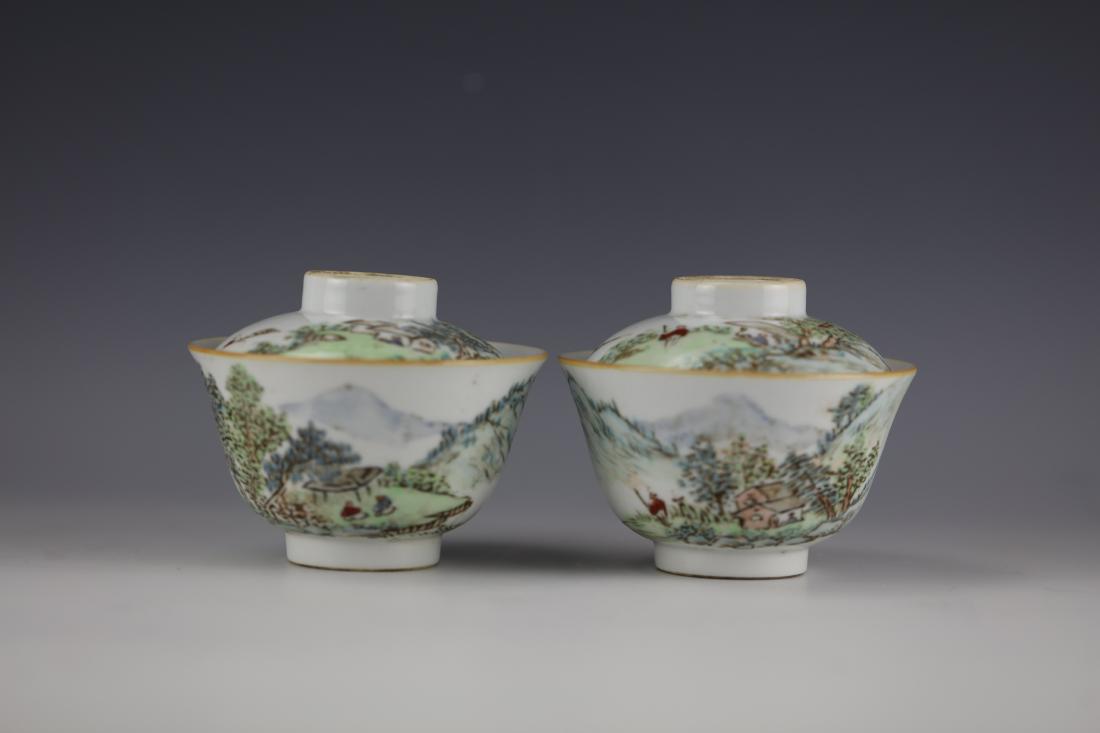 A Pair of Chinese Famille Rose Porcelain Tea Cups with (1 of 13)