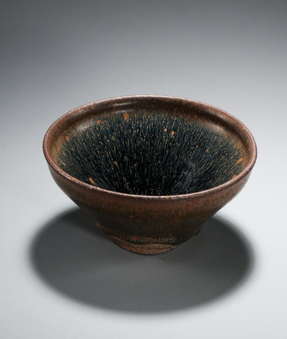 A Jian HARE Fur Tea Bowl Song Dynasty: A Jian HARE Fur Tea Bowl of Song Dynasty. H: 2.9 in. (7.37 cm.) D: 4.9 in. (12.45 cm.)
