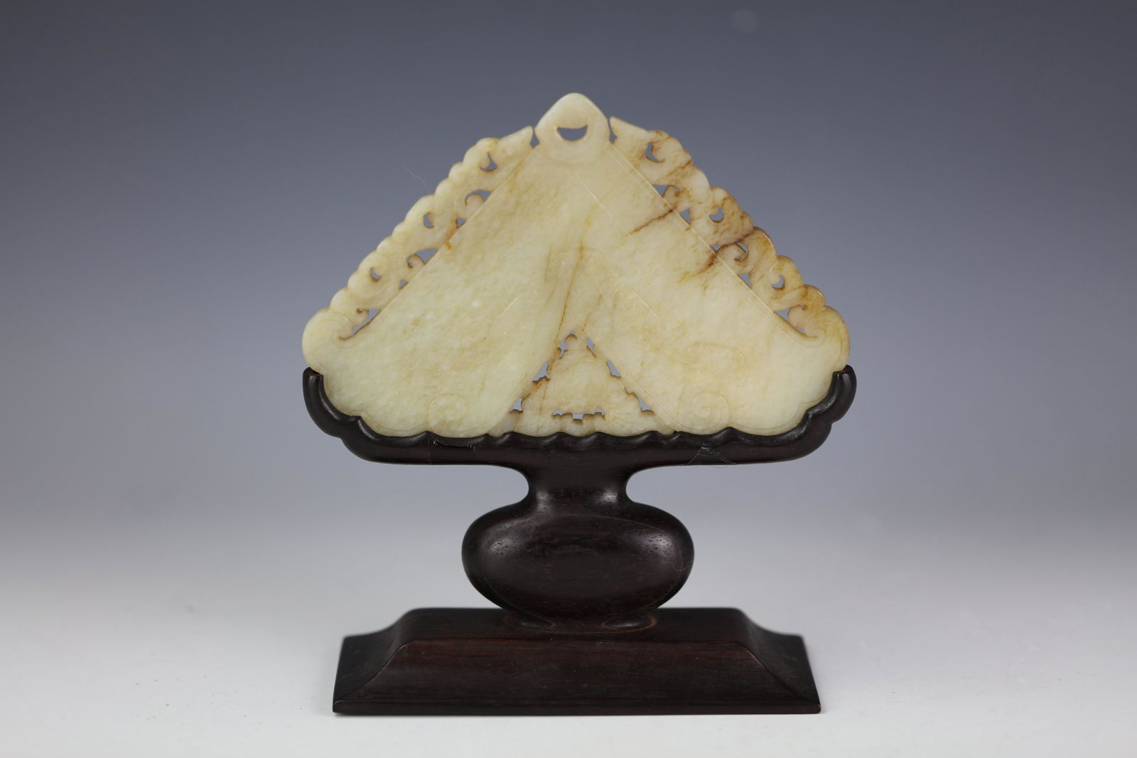 A Chinese Triangle Shaped Carved Jade Table Screen (1 of 7)