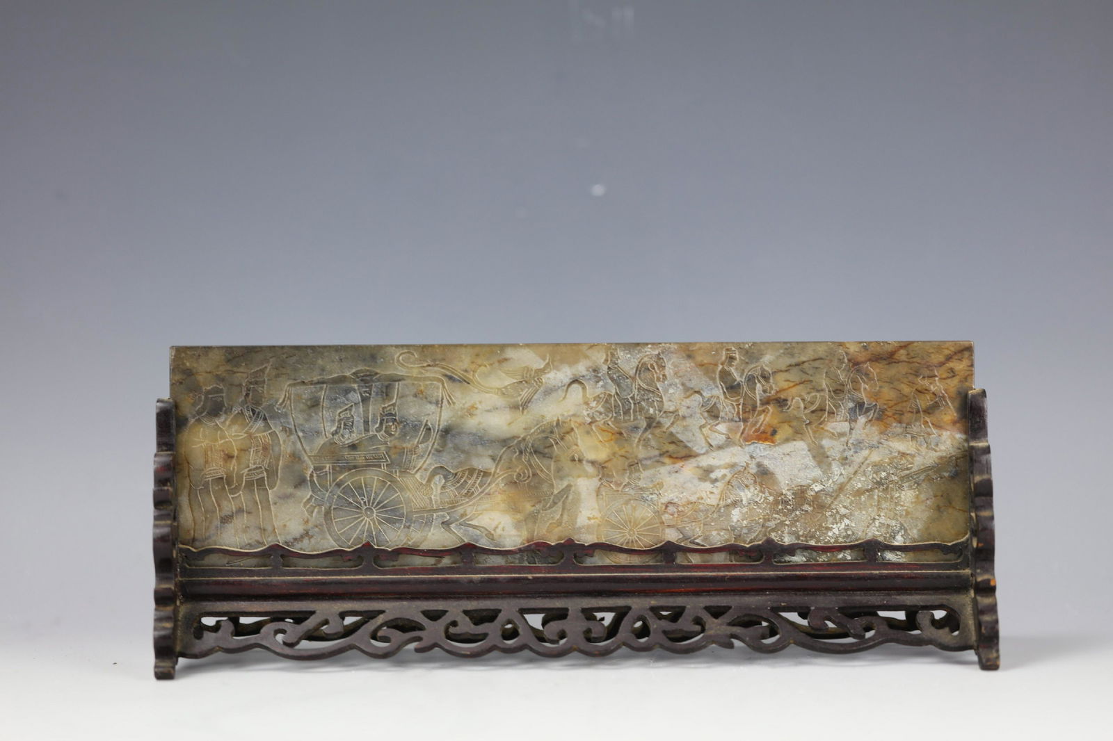 A Chinese Brown Jade Carved Figure-storied Tablescreen (1 of 10)