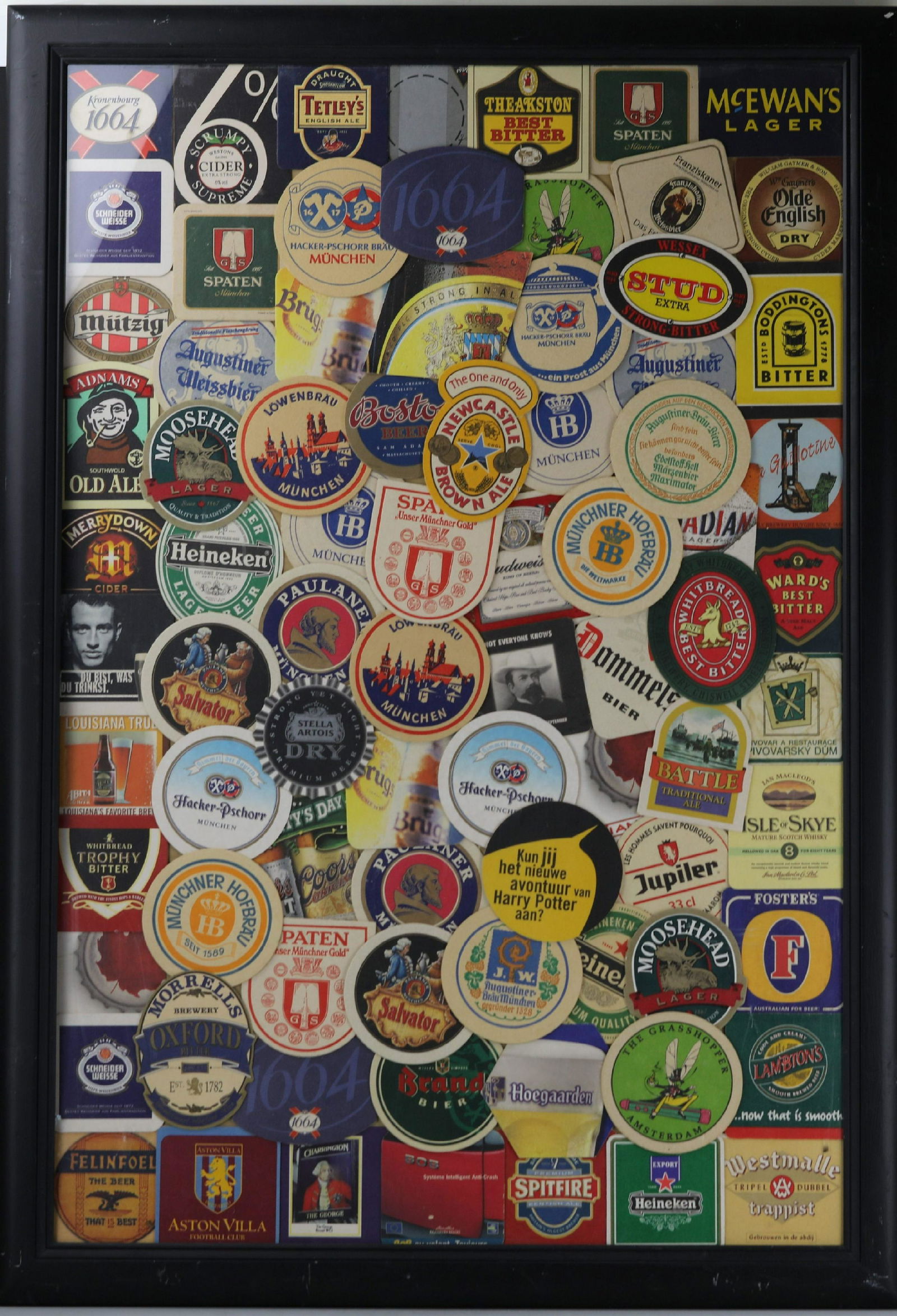 A Framed Collection of World Beers Coasters (1 of 8)
