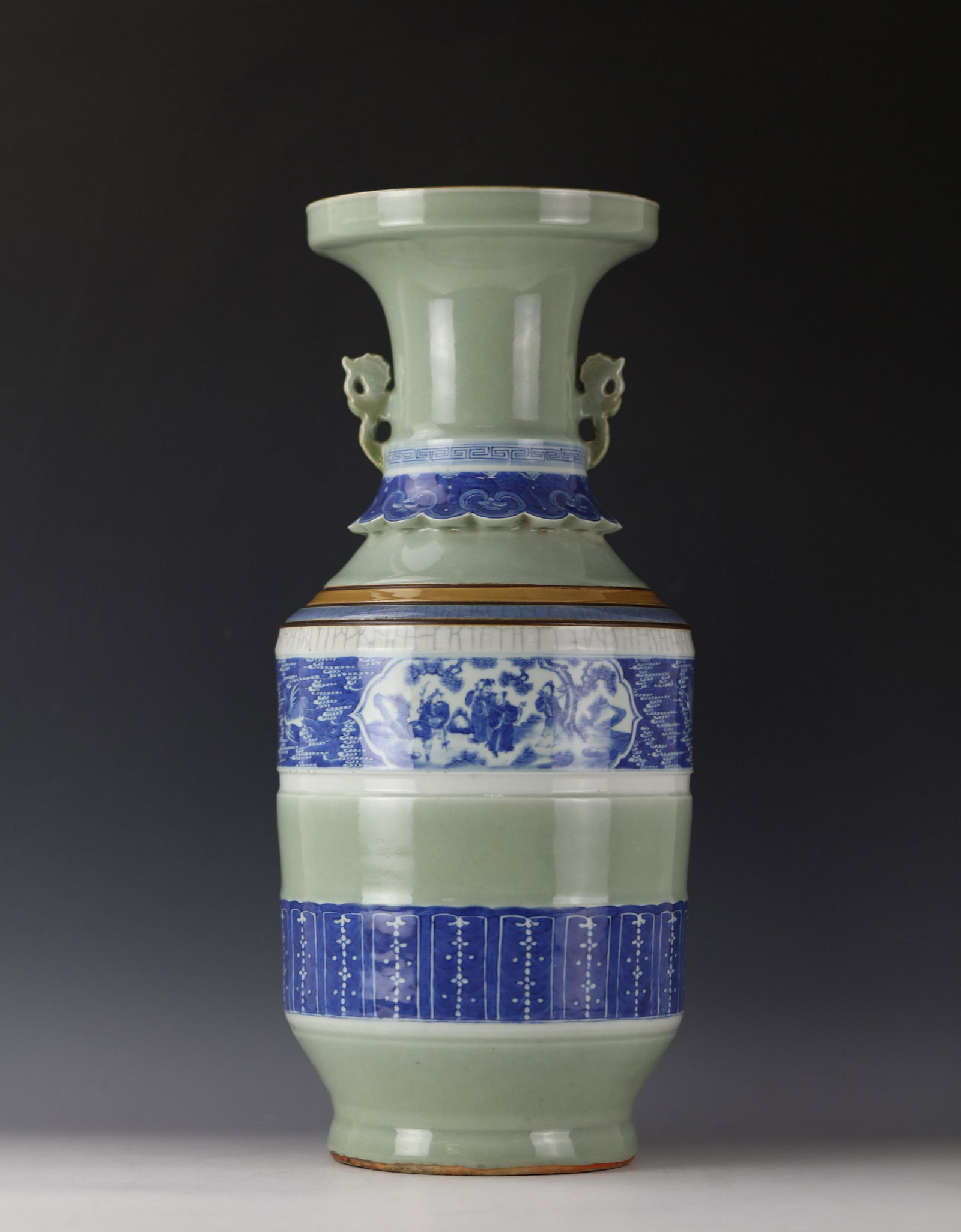 A Chinese Blue and White Celadon BaXian Vase with (1 of 13)