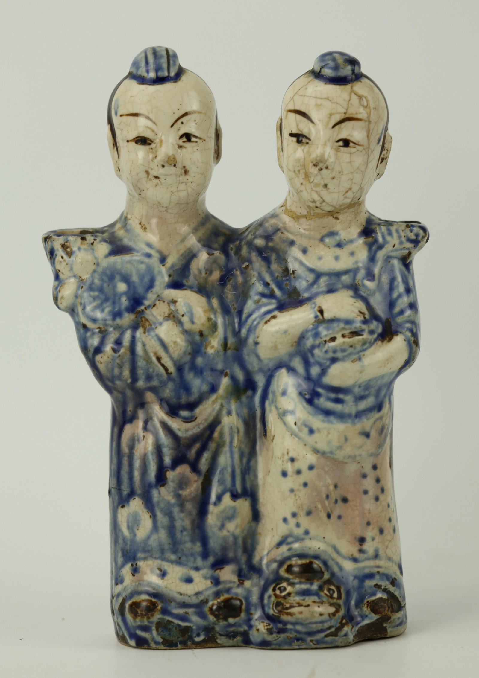 Chinese Blue and White Porcelain Figure Statue: Chinese Blue and White Porcelain Figure Statue. H: 11 in. (28cm)