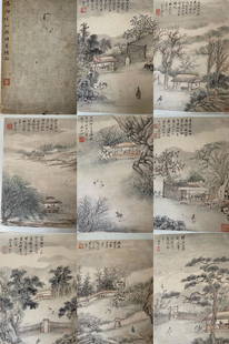 Tang Yifen (1778-1853) Album of Eight Leaves: Tang Yifen (1778-1853) Album of Eight Leaves, ink and color on paper,Size H 13 in. (33 cm) W 10 in. (25 cm) x 8 汤贻汾(1778—1853), å—若仪A