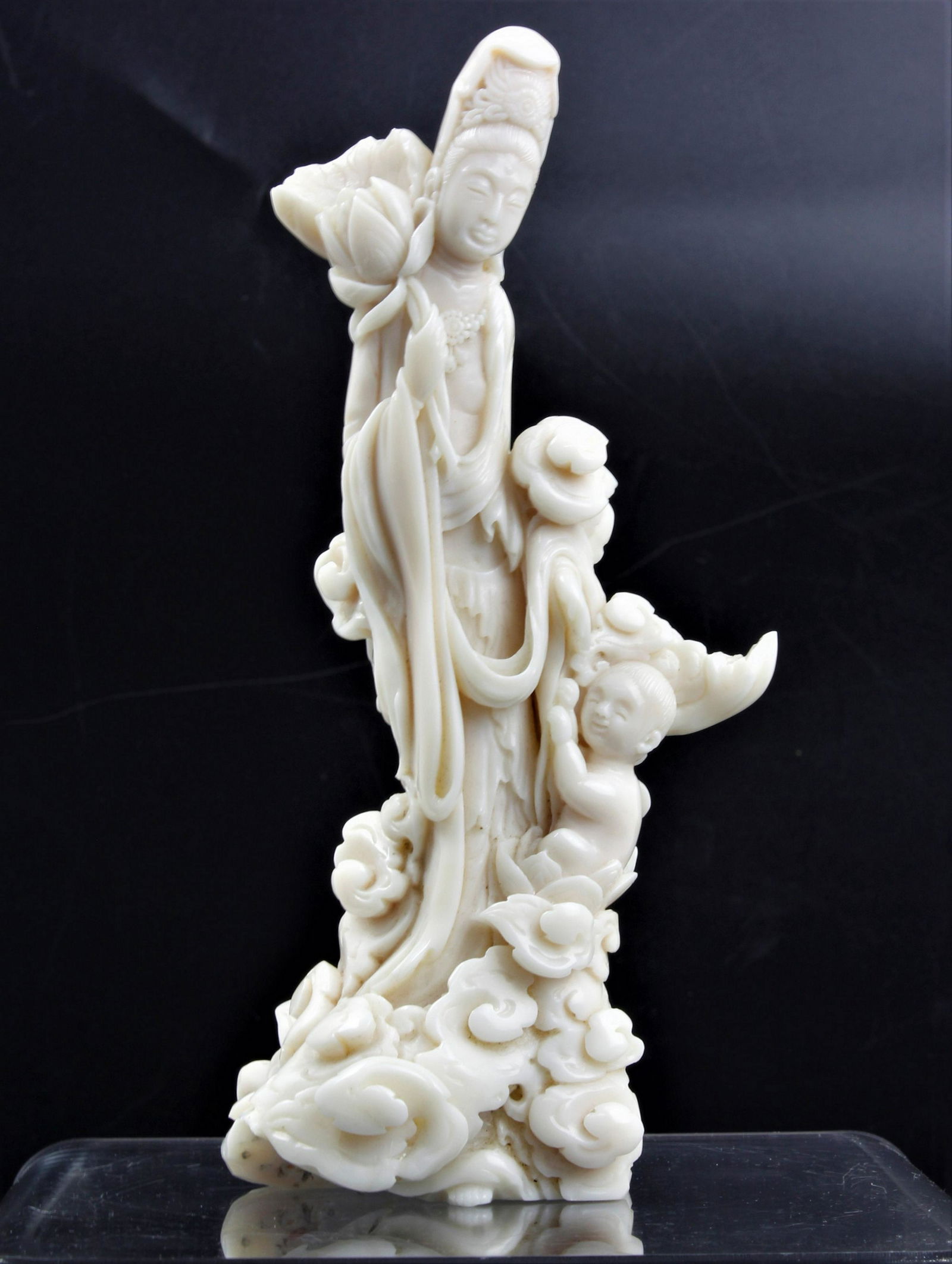 A Chinese White Coral Guanyin Buddha Statues (1 of 4)