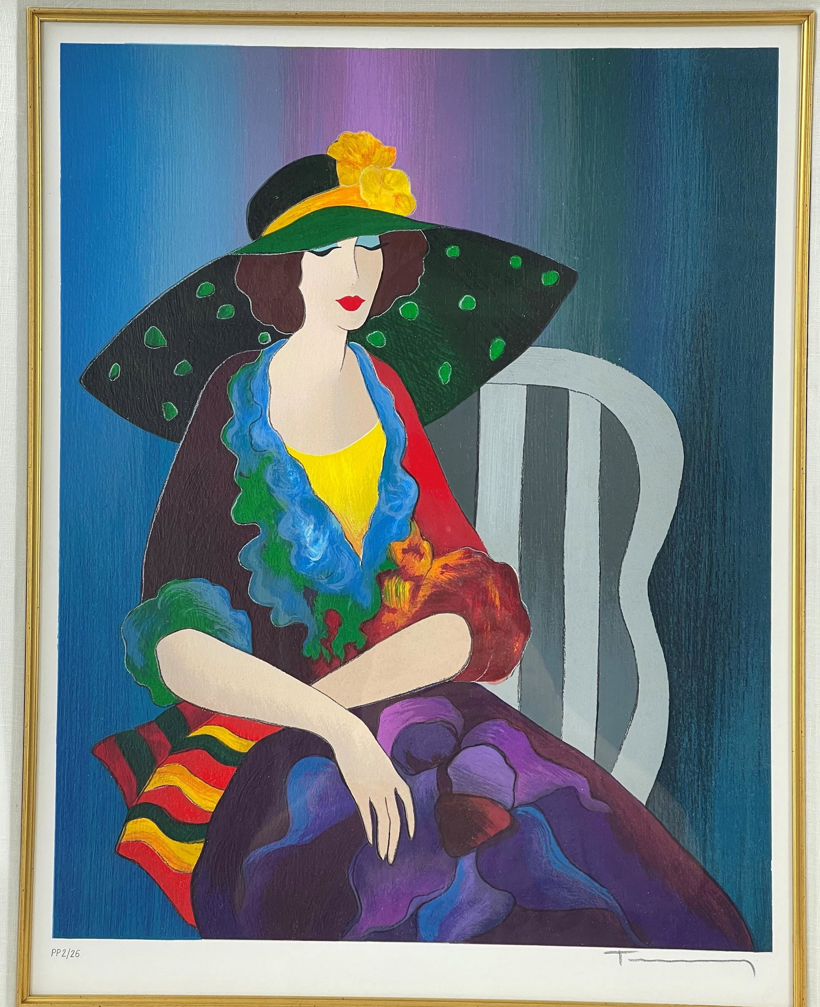 Itzchak Tarkay Social Attire Framed: Itzchak Tarkay Social Attire Framed,PP 2-26.H: 19.5 in. W:14 in. frame H: 31.5 in. W: 27 in.
