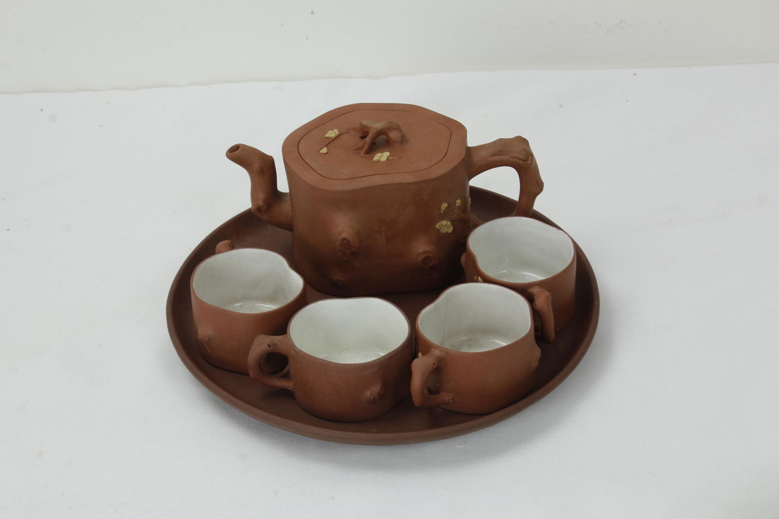 A Set of Zisha Tea Pot Four cups One Plate Chen Yuqin (1 of 7)