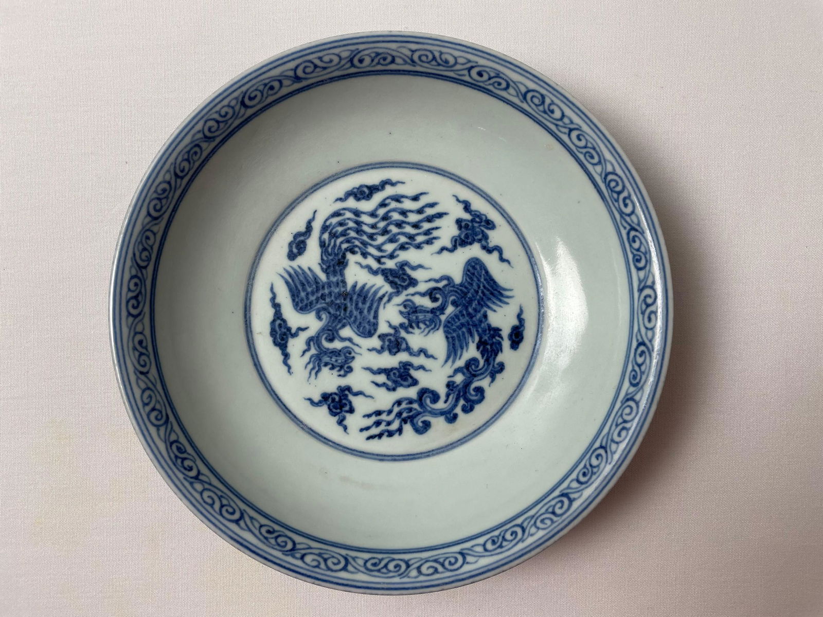 Chinese Blue and White Double Phoenix Porcelain Dish (1 of 4)