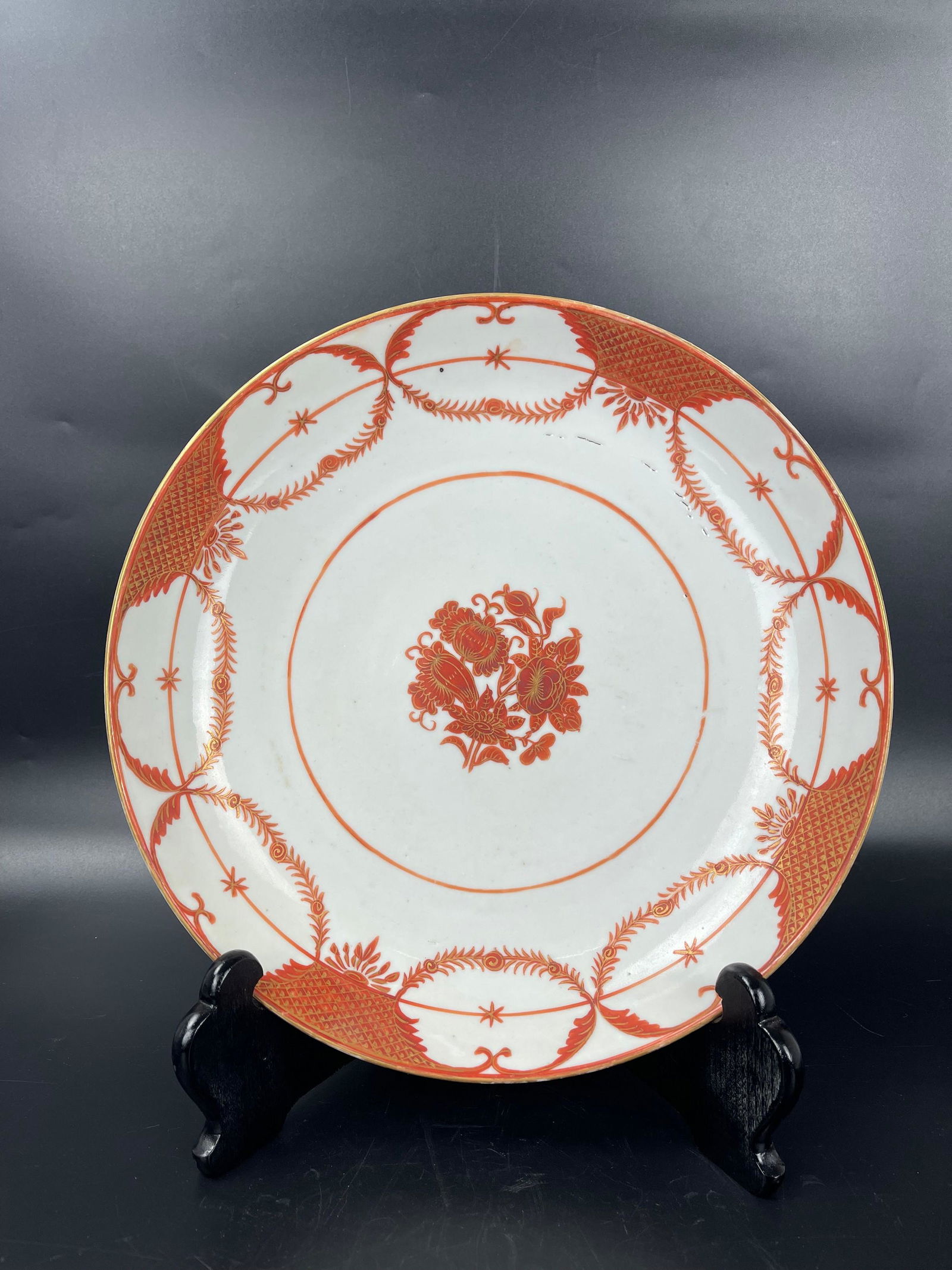 A Chinese Iron Red Flower Porcelain Dish (1 of 6)