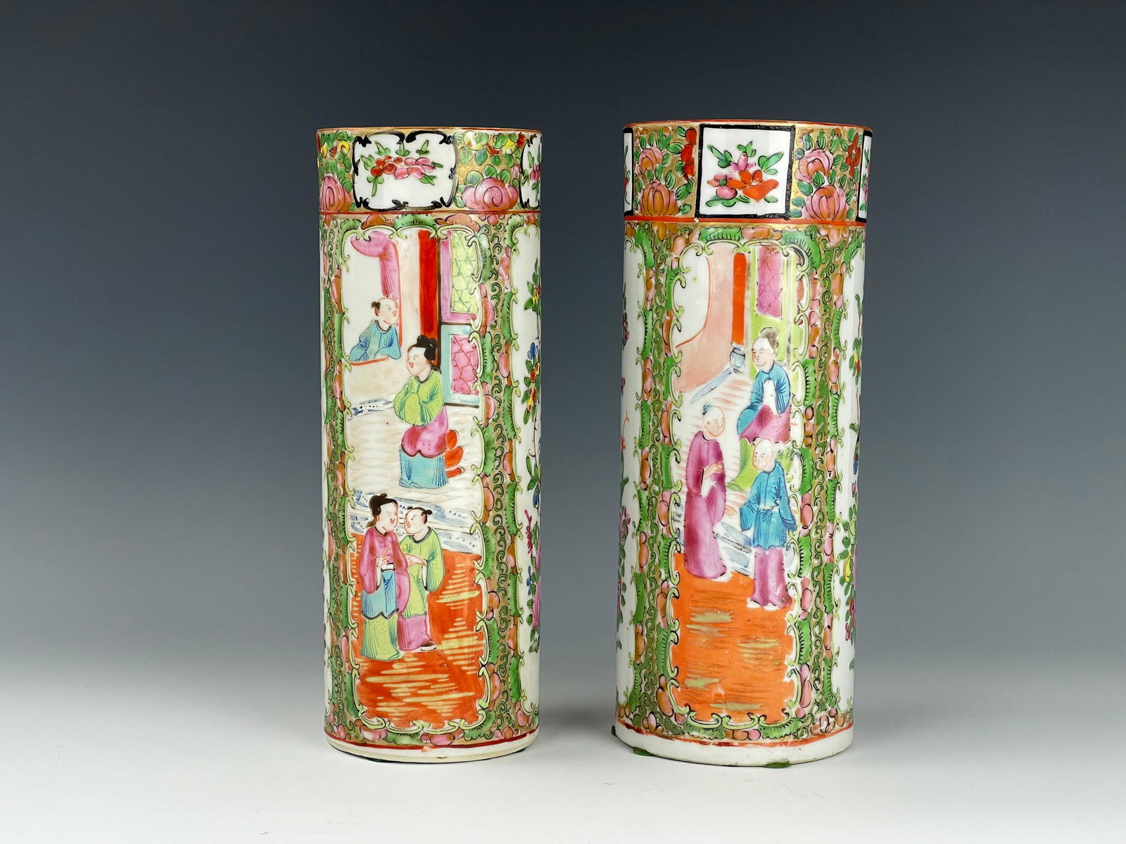 Two Chinese Rose Medallion Porcelain Hat Stands (1 of 7)
