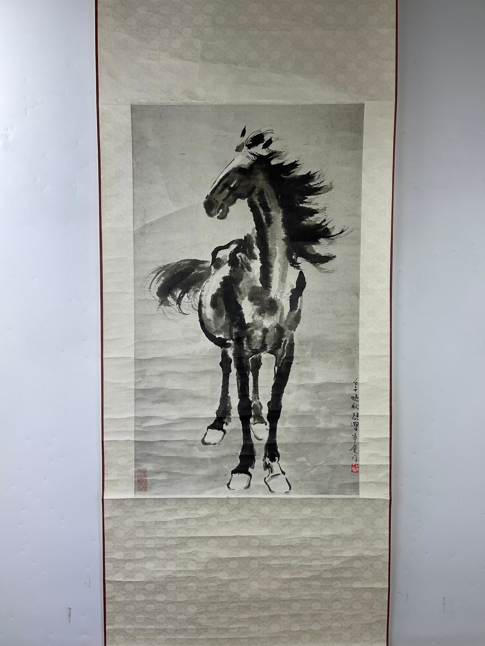 Vintage Xu Beihong Horse Print Chinese Art: Vintage Xu Beihong Horse Print Chinese Art,H 29 in.( 74 cm) x W17in.(43 cm) , preview from Mar 21st to 25th from 2:00 PM TO 6:00 PM Eastern Time, Location: 15229 Display Court Rockville MD 20850