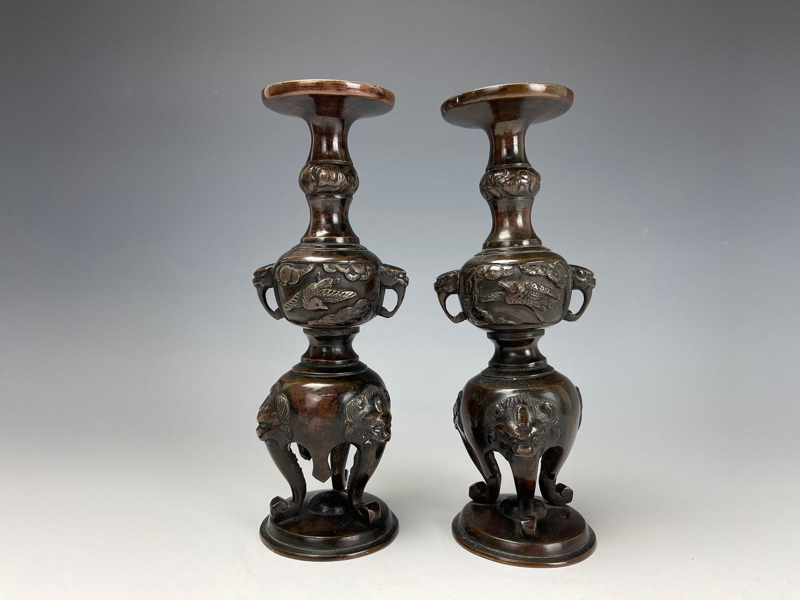 A Pair of Antique Bronze Candle Stands (1 of 7)