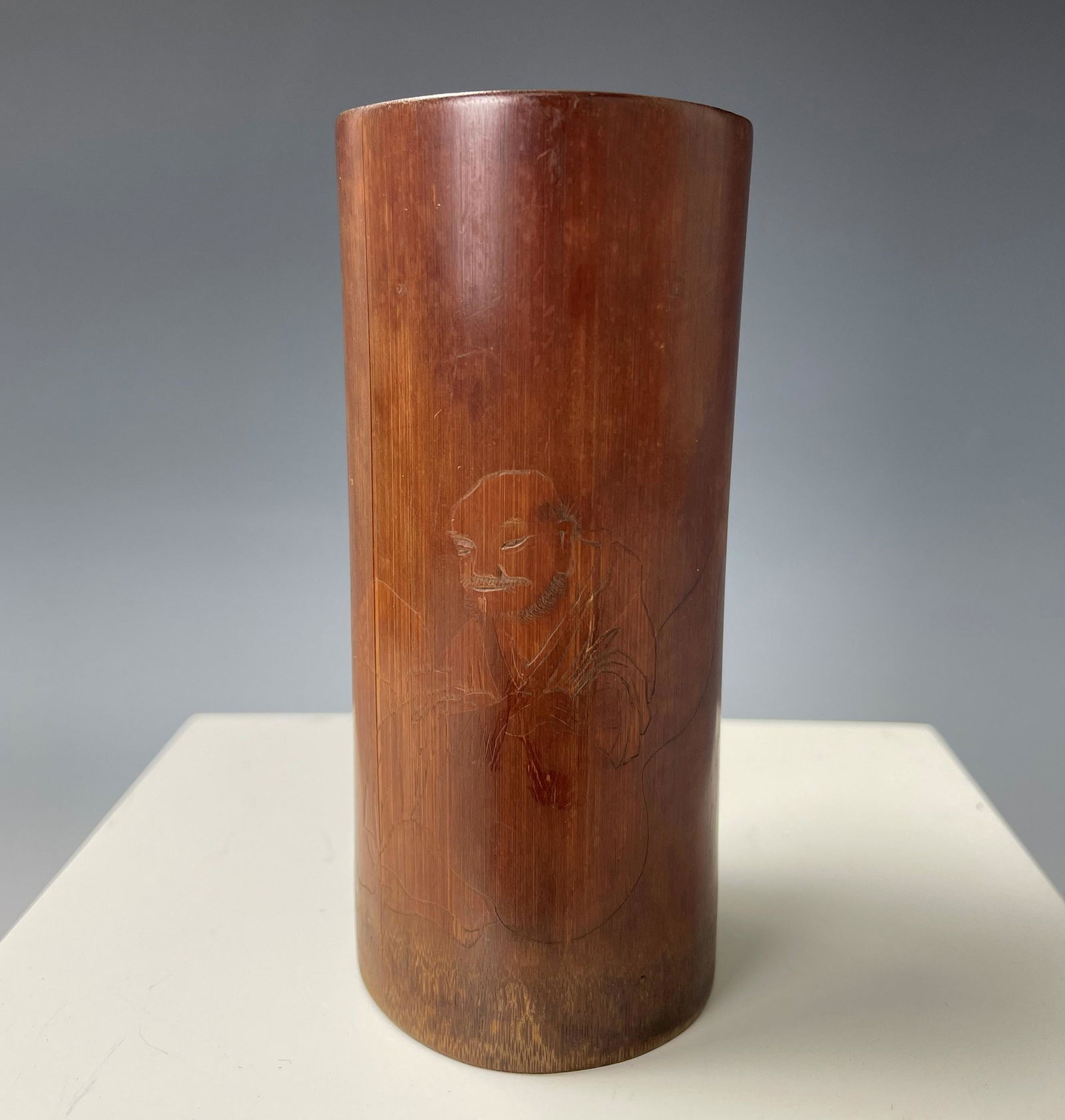 A Carved Bamboo Bitong Pen Holder (1 of 8)