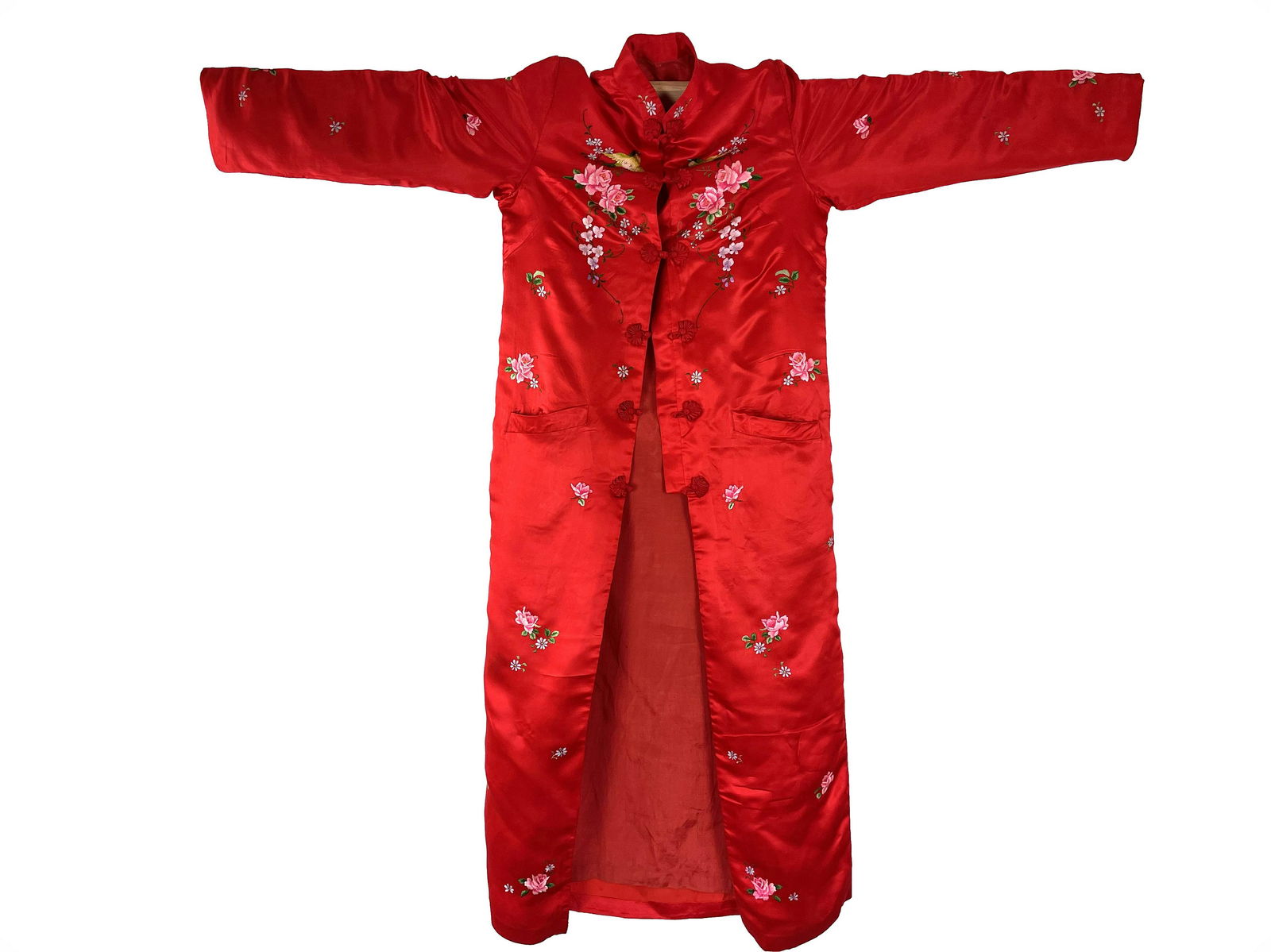 A Chinese Vintage Red Silk Robe (1 of 4)