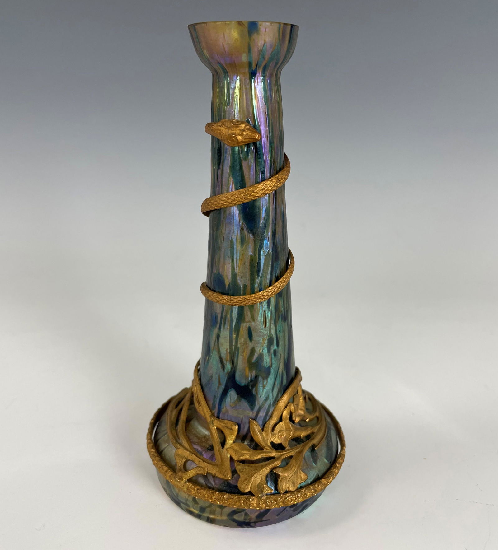 A Glass Vase With Copper Snake and Flowers (1 of 6)