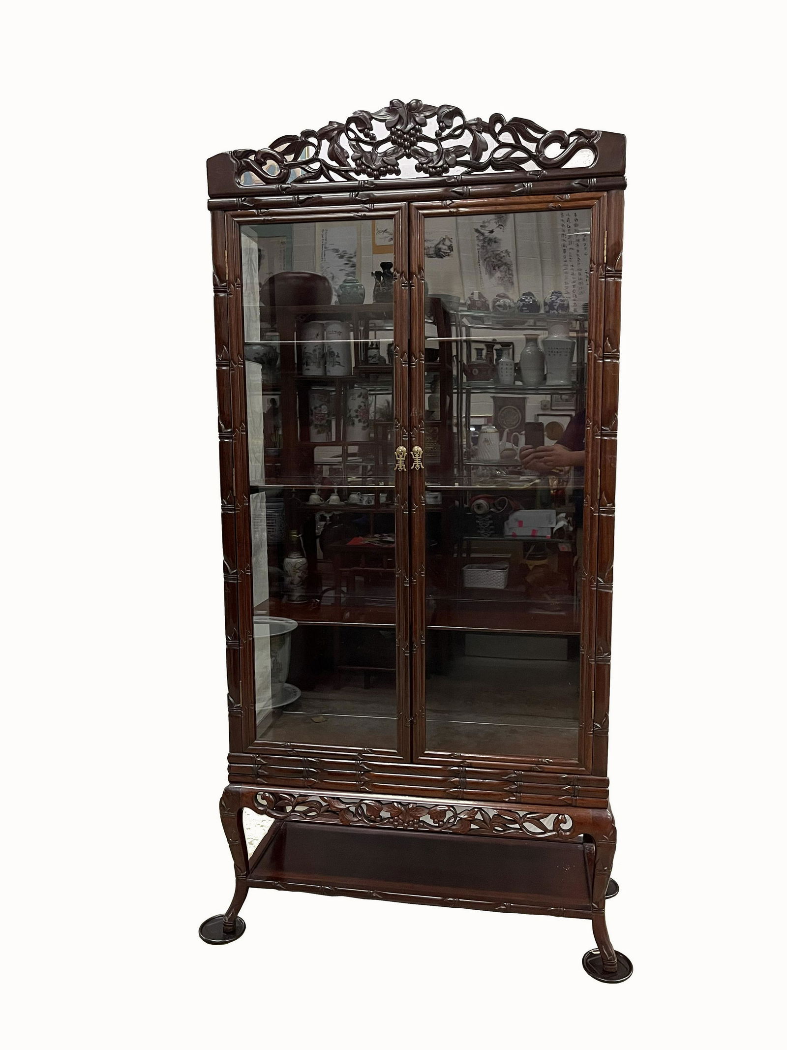 A Chinese Antique Redwood Standing Display Cabinet (1 of 8)