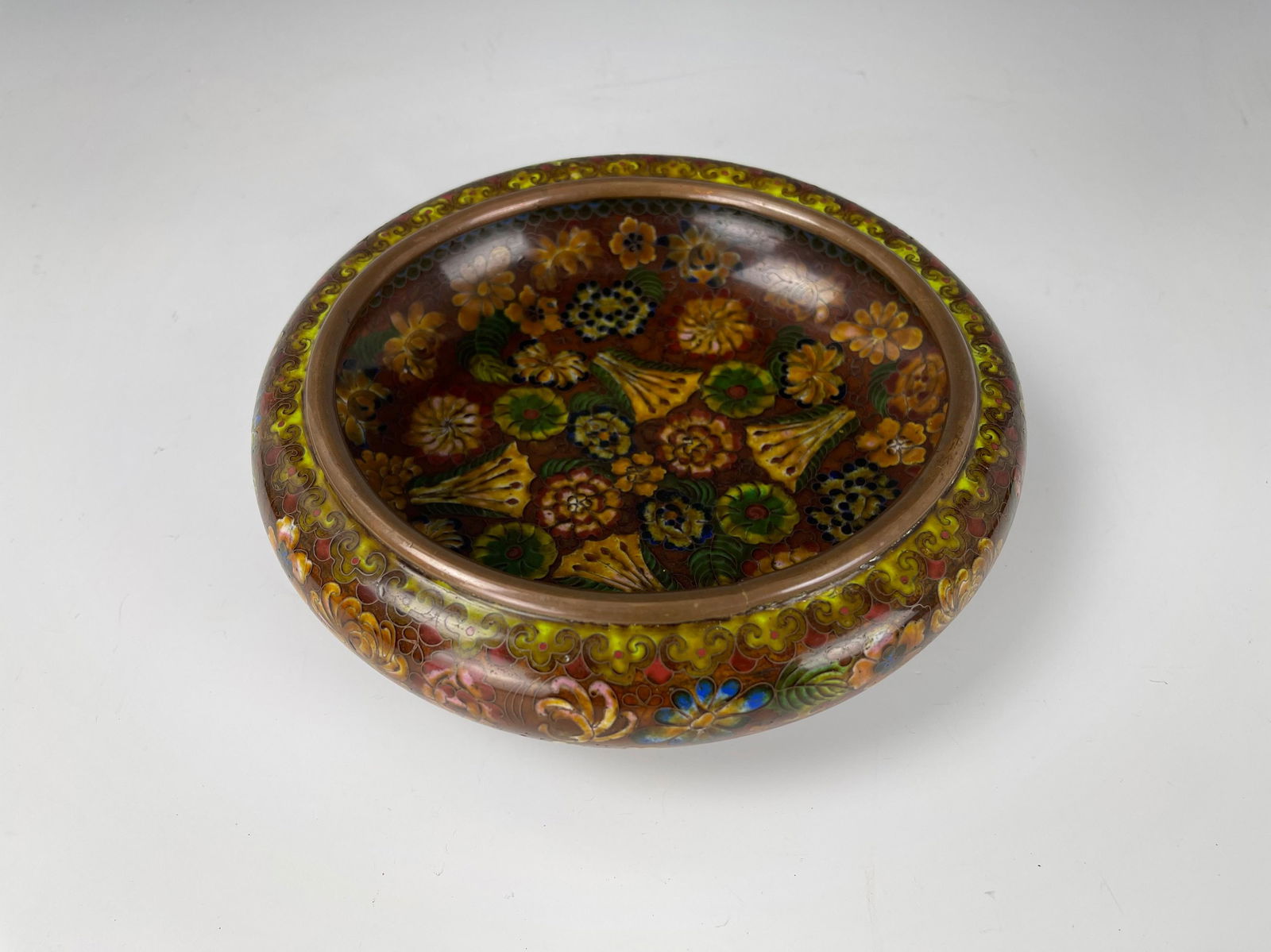 A Chinese Cloisonne Enamel and Brass Pot (1 of 3)