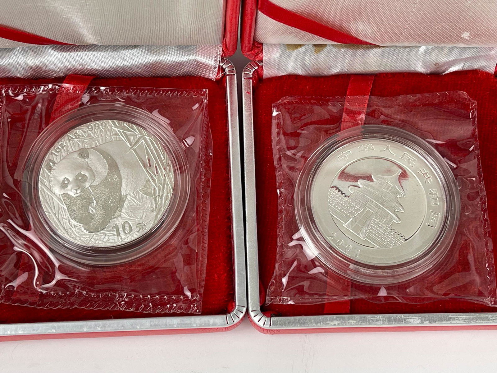 Two China 2001 Panda Silver Coins 1 oz Sealed (1 of 3)