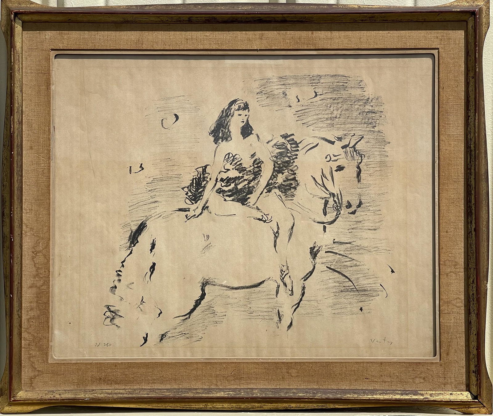 Marcel Vertes Ballerina Circus Art Print Signed Framed: Marcel Vertes Ballerina Circus Art Print Signed Framed,H 52 cm. (20 in.)x W 63 cm. (25 in.), Preview from Aug. 22nd to 26th from 2:00 PM TO 6:00 PM Eastern Time, Location: 15229 Display Court, Rockvil