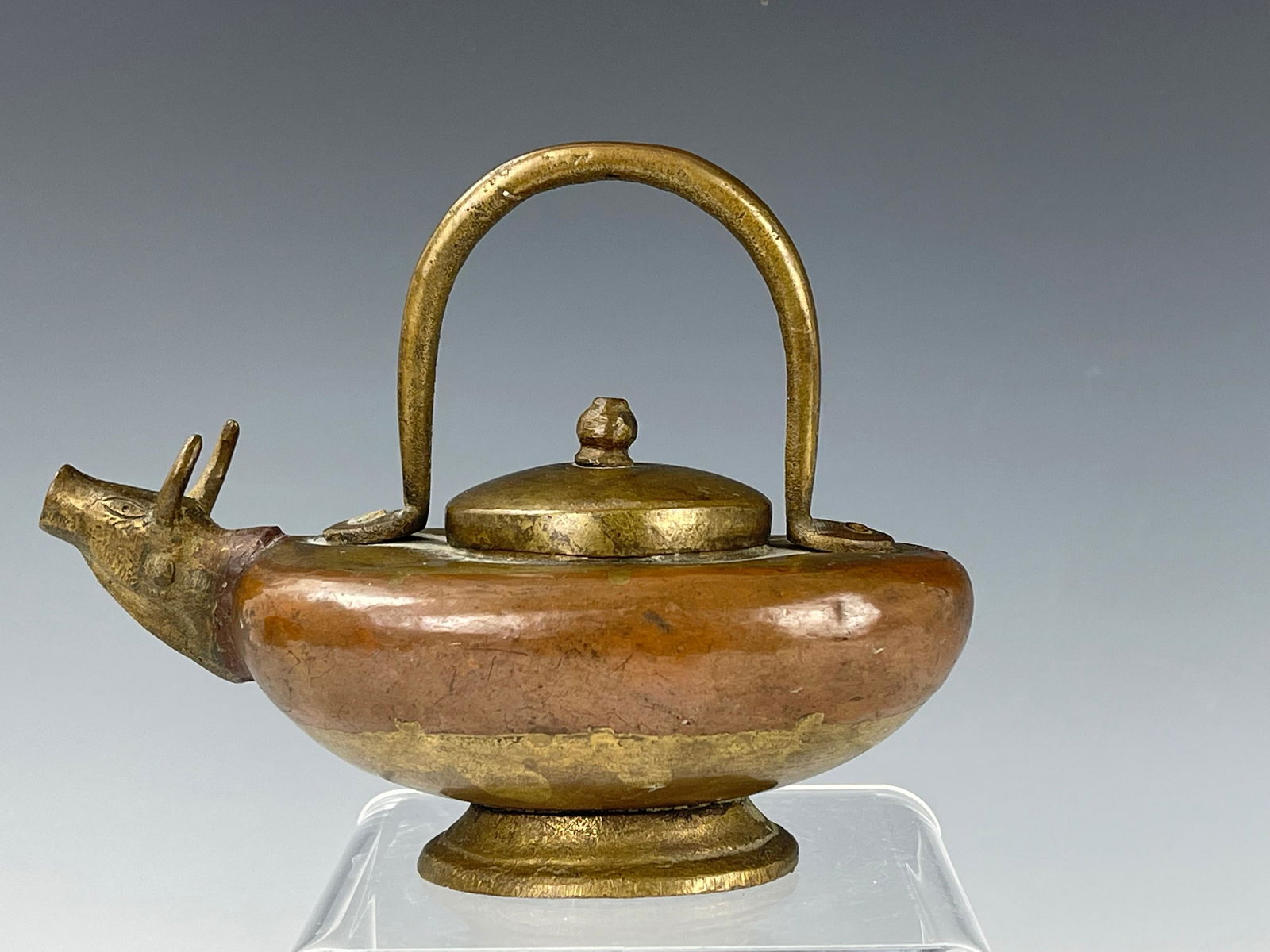 Asian Antique Bull Head Brass Tea Pot (1 of 4)