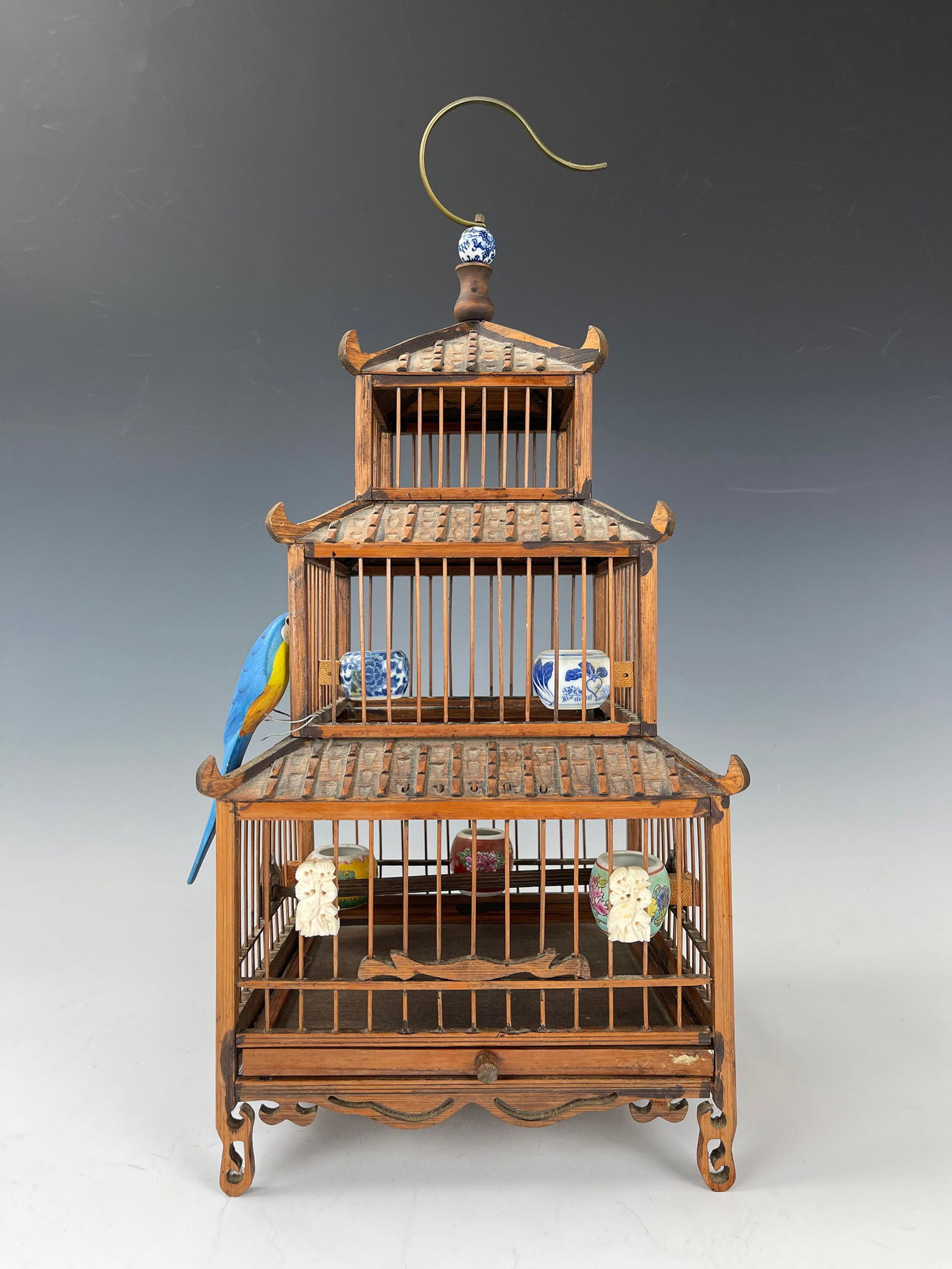 A Chinese Square Bamboo Bird Cage (1 of 6)