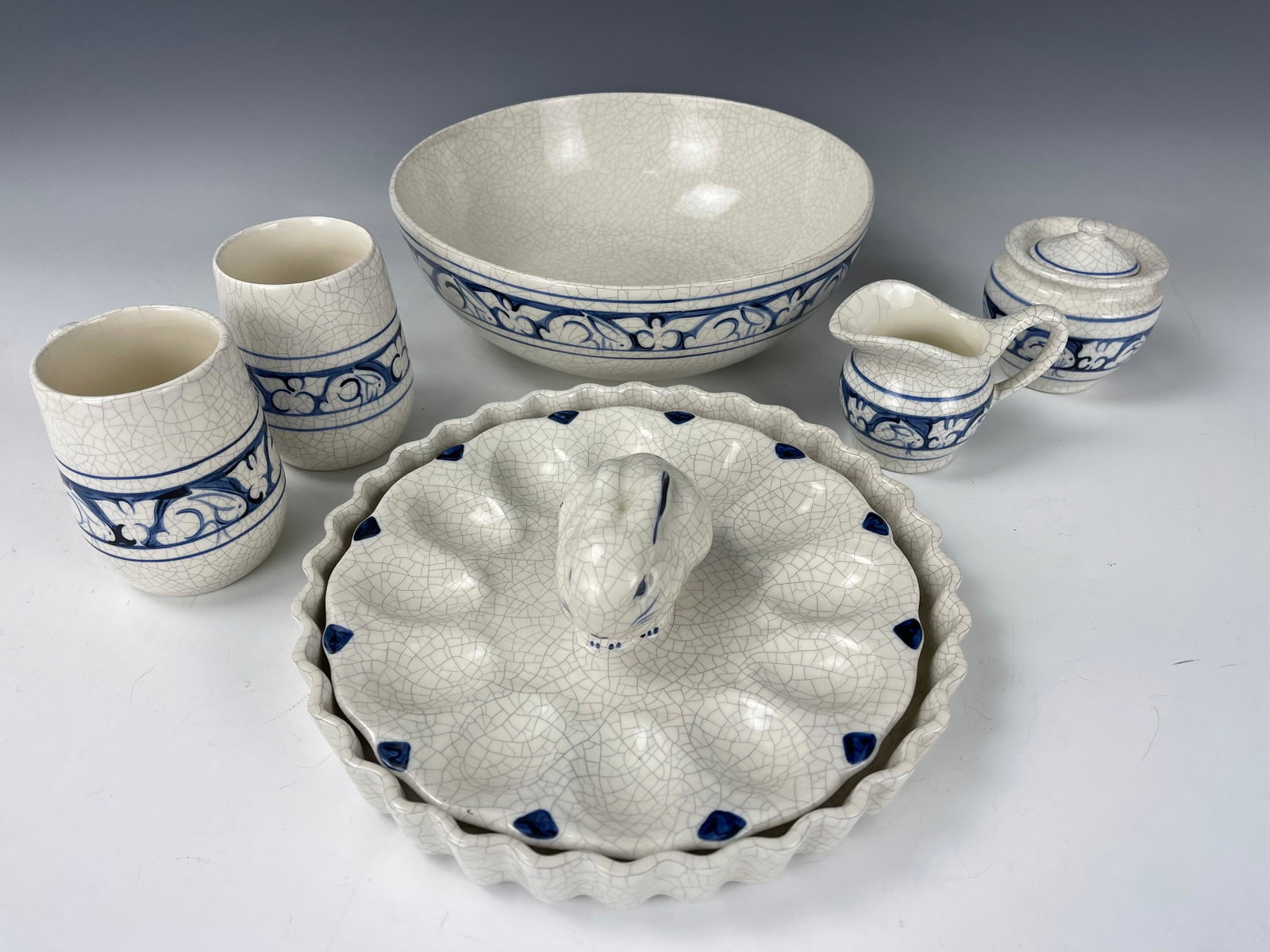 Set of 7 Tableware Dedham Bunnies Potting Shed Pottery Concord: Set of 7 Tableware Dedham Bunnies Potting Shed Pottery Concord Massachusetts,Preview from Oct. 24th to 28th from 2:00 PM TO 6:00 PM Eastern Time, Location: 15229 Display Court, Rockville MD 20850.